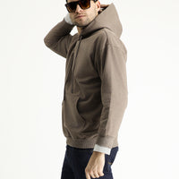 Orta Kahve Kapüşonlu Oversize Pamuklu Sweatshirt