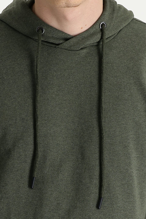 Medium Khaki Hooded Oversize Cotton Sweatshirt