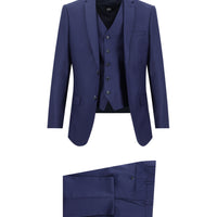Orta Lacivert 7 Drop Super Slim Fit Eksra Dar Kesim Yelekli Takım Elbise