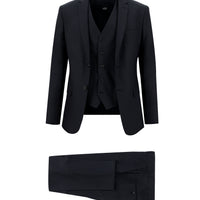 Siyah Lacivert 7 Drop Super Slim Fit Eksra Dar Kesim Yelekli Takım Elbise