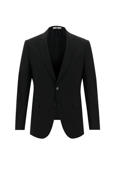 Siyah Slim Fit Dar Kesim Yünlü Klasik Takım Elbise