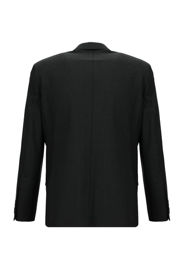 Koyu Antrasit Slim Fit Dar Kesim Yünlü Klasik Takım Elbise