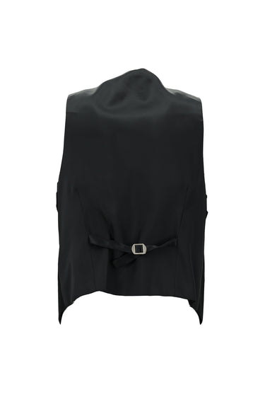 Siyah Slim Fit Dar Kesim Mono Yaka Yelekli Smokin & Damatlık