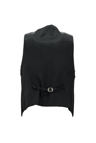 Siyah 7 Drop Slim Fit Dar Kesim Mono Yaka Yelekli Smokin & Damatlık