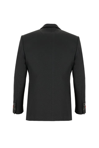 Siyah 7 Drop Slim Fit Dar Kesim Mono Yaka Yelekli Smokin & Damatlık