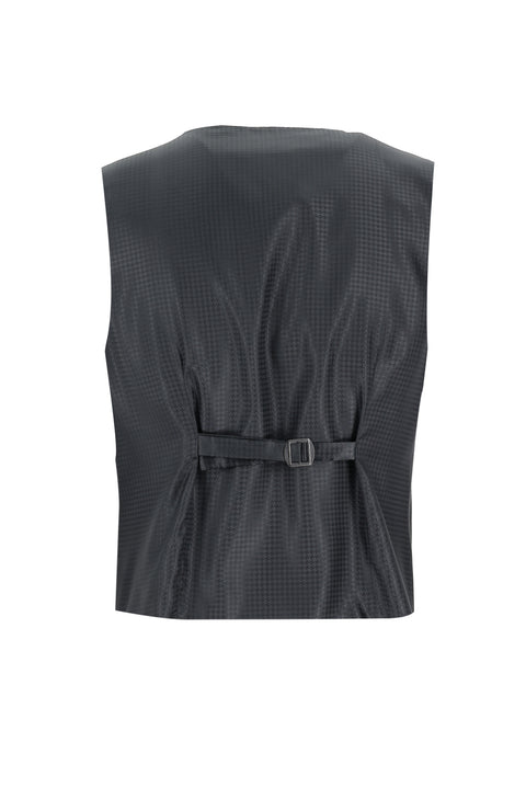 Siyah 7 Drop Slim Fit Dar Kesim Mono Yaka Yelekli Smokin & Damatlık