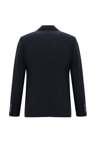 Orta Lacivert 7 Drop Slim Fit Dar Kesim Mono Yaka Yelekli Smokin & Damatlık