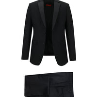 Black 7 Drop Slim Fit Narrow Notch Lapel Vest Tuxedo & Groom Suit