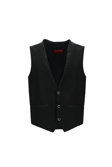 Siyah Slim Fit Dar Kesim Şal Yaka Yelekli Smokin & Damatlık