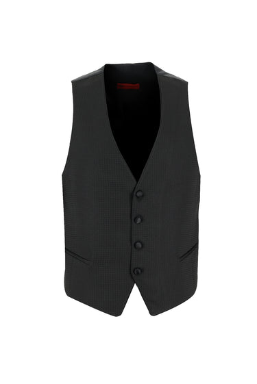 Siyah Slim Fit Dar Kesim Şal Yaka Yelekli Smokin & Damatlık