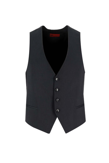 Siyah Slim Fit Dar Kesim Sivri Yaka Yelekli Smokin & Damatlık