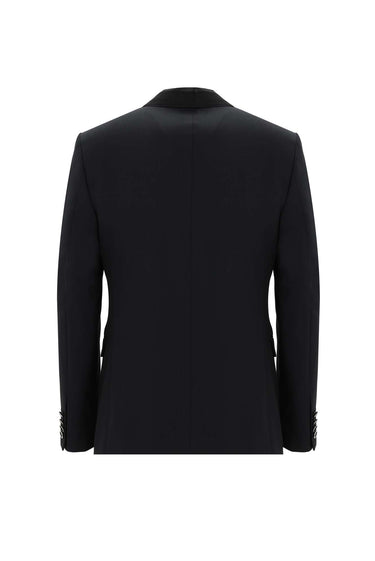 Siyah Slim Fit Dar Kesim Şal Yaka Yelekli Smokin & Damatlık