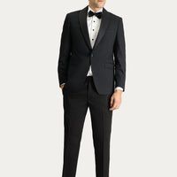 Siyah Slim Fit Dar Kesim Şal Yaka Smokin & Damatlık