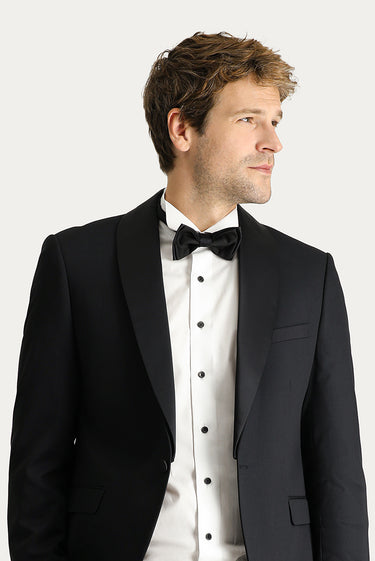 Siyah Slim Fit Dar Kesim Şal Yaka Smokin & Damatlık