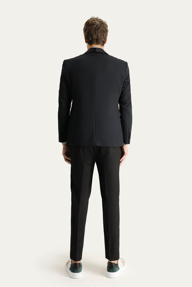 Siyah Slim Fit Dar Kesim Şal Yaka Smokin & Damatlık