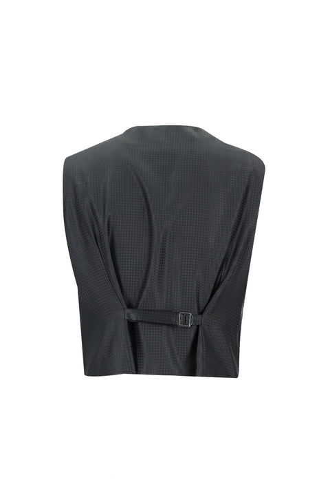 Siyah 7 Drop Slim Fit Dar Kesim Şal Yaka Yelekli Smokin & Damatlık