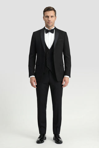 Siyah 7 Drop Slim Fit Dar Kesim Smokin & Damatlık
