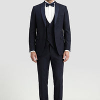 Orta Lacivert 7 Drop Slim Fit Dar Kesim Smokin & Damatlık