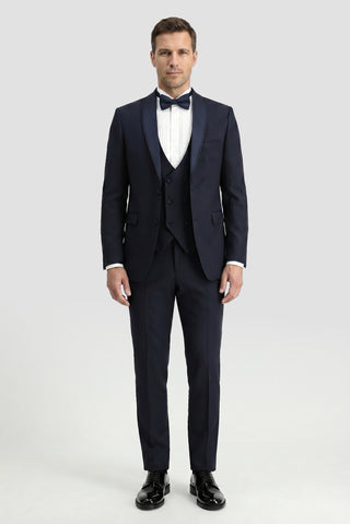 Orta Lacivert 7 Drop Slim Fit Dar Kesim Smokin & Damatlık