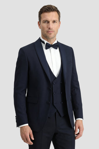 Orta Lacivert 7 Drop Slim Fit Dar Kesim Smokin & Damatlık