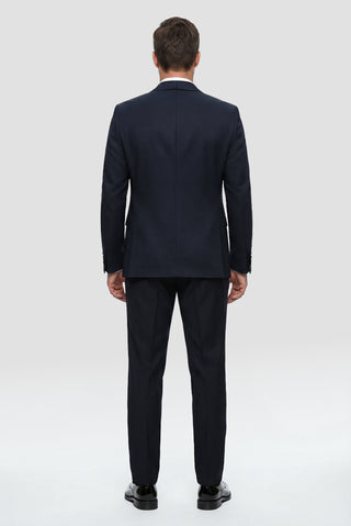 Orta Lacivert 7 Drop Slim Fit Dar Kesim Smokin & Damatlık