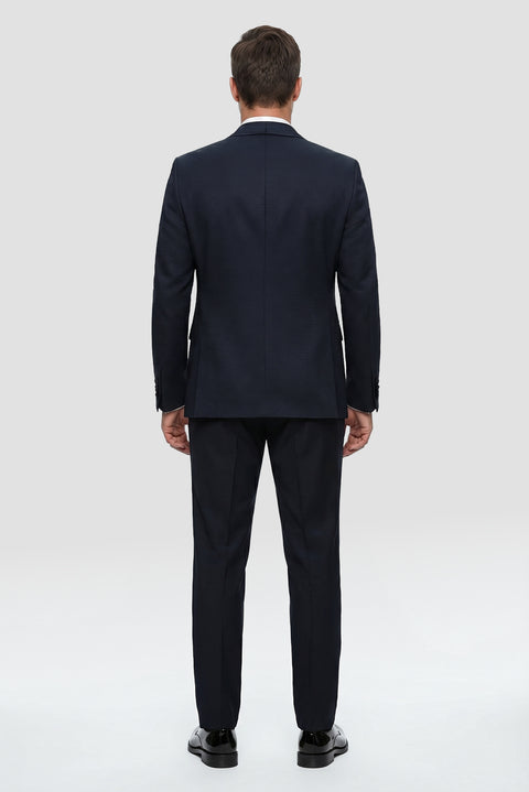 Orta Lacivert 7 Drop Slim Fit Dar Kesim Smokin & Damatlık