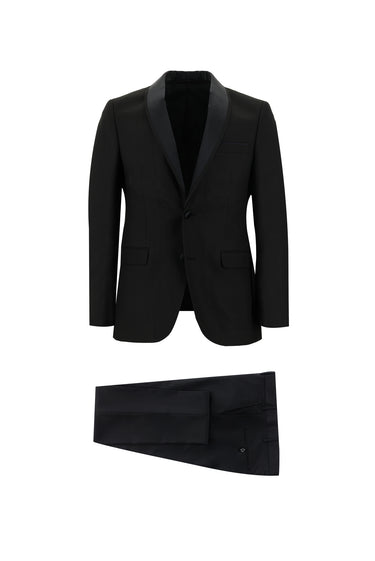 Siyah Slim Fit Dar Kesim Şal Yaka Smokin & Damatlık