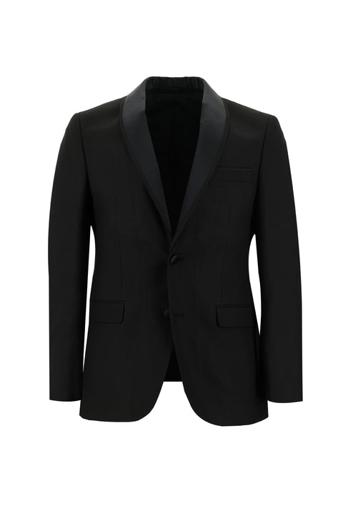 Black 7 Drop Slim Fit Narrow Cut Shawl Collar Tuxedo & Groom Suit