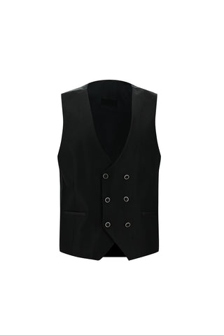 Siyah 7 Drop Slim Fit Dar Kesim Sivri Yaka Yelekli Smokin & Damatlık