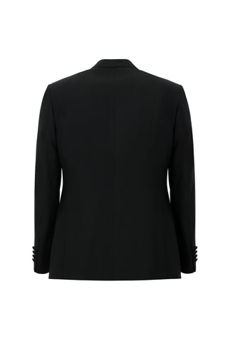 Siyah 7 Drop Slim Fit Dar Kesim Sivri Yaka Yelekli Smokin & Damatlık