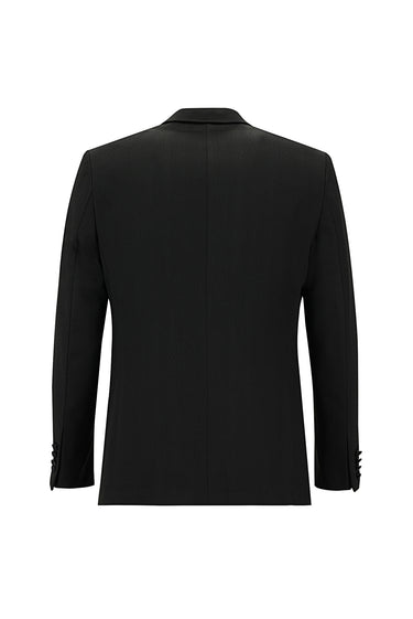 Siyah Slim Fit Dar Kesim Sivri Yaka Yelekli Smokin & Damatlık