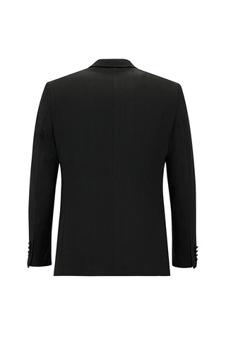 Siyah 7 Drop Slim Fit Dar Kesim Sivri Yaka Yelekli Smokin & Damatlık