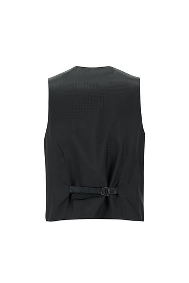 Siyah Slim Fit Dar Kesim Sivri Yaka Yelekli Smokin & Damatlık