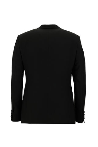 Siyah 7 Drop Slim Fit Dar Kesim Sivri Yaka Yelekli Smokin & Damatlık