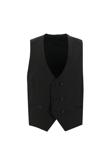 Siyah Slim Fit Dar Kesim Sivri Yaka Yelekli Smokin & Damatlık