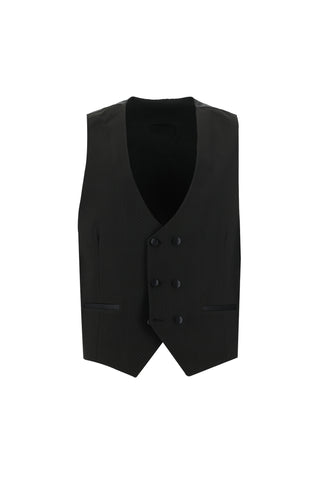 Siyah 7 Drop Slim Fit Dar Kesim Sivri Yaka Yelekli Smokin & Damatlık