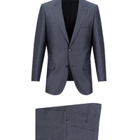 Koyu Mavi 4 Drop Relaxed Fit Rahat Kesim Desenli Takım Elbise