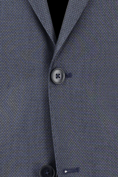 Koyu Mavi 4 Drop Relaxed Fit Rahat Kesim Desenli Takım Elbise