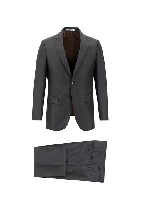 Koyu Kahve 6 Drop Regular Fit Standart Kesim Desenli Takım Elbise