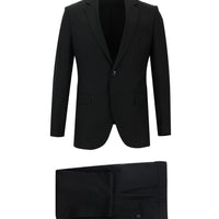 Siyah Slim Fit Dar Kesim Klasik Çizgili Takım Elbise