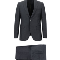 Koyu Antrasit Slim Fit Dar Kesim Klasik Çizgili Takım Elbise