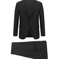 Siyah Super Slim Fit Ekstra Dar Kesim Klasik Çizgili Takım Elbise