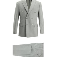 Orta Gri 7 Drop Super Slim Fit Eksra Dar Kesim Kruvaze Çizgili Takım Elbise