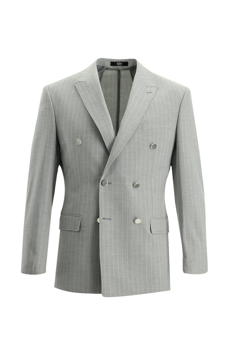 Orta Gri 7 Drop Super Slim Fit Eksra Dar Kesim Kruvaze Çizgili Takım Elbise