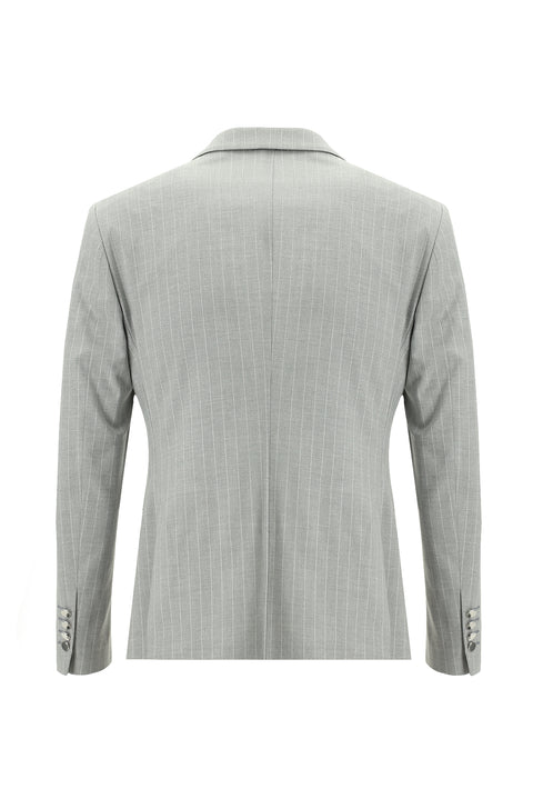 Orta Gri 7 Drop Super Slim Fit Eksra Dar Kesim Kruvaze Çizgili Takım Elbise