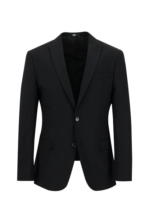 Siyah 7 Drop Super Slim Fit Eksra Dar Kesim Fit Çizgili Takım Elbise