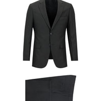 Siyah Slim Fit Dar Kesim Klasik Çizgili Takım Elbise