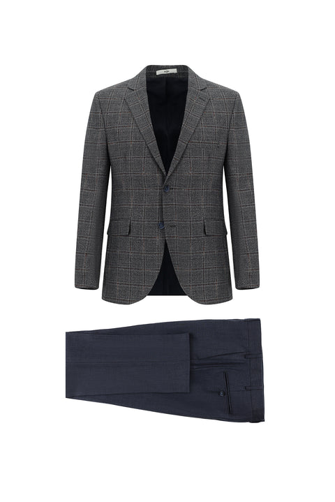 Orta Lacivert 7 Drop Slim Fit Dar Kesim Kombinli Takım Elbise