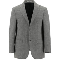 Siyah 4 Drop Relaxed Fit Rahat Kesim Desenli Keten Karışımlı Ceket