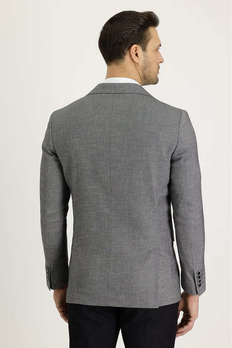 Asker Haki 6 Drop Regular Fit Standart Kesim Klasik Desenli Keten Ceket